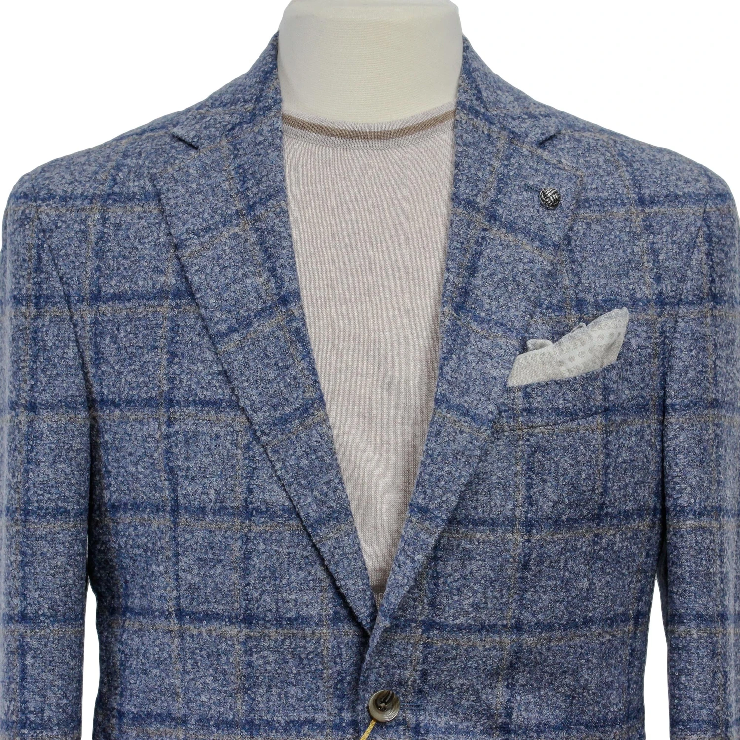 Light Blue Windowpane McAllen Contemporary Fit Alpaca-Wool Sport Jacket - Jack Victor 6 Light Blue Windowpane McAllen Contemporary Fit Alpaca-Wool Sport Jacket - Jack Victor - Image 4