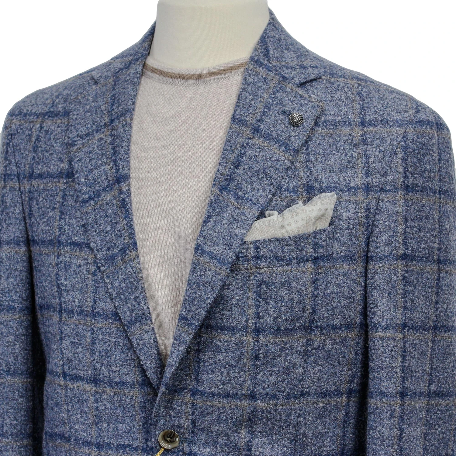 Light Blue Windowpane McAllen Contemporary Fit Alpaca-Wool Sport Jacket - Jack Victor 7 Light Blue Windowpane McAllen Contemporary Fit Alpaca-Wool Sport Jacket - Jack Victor - Image 5