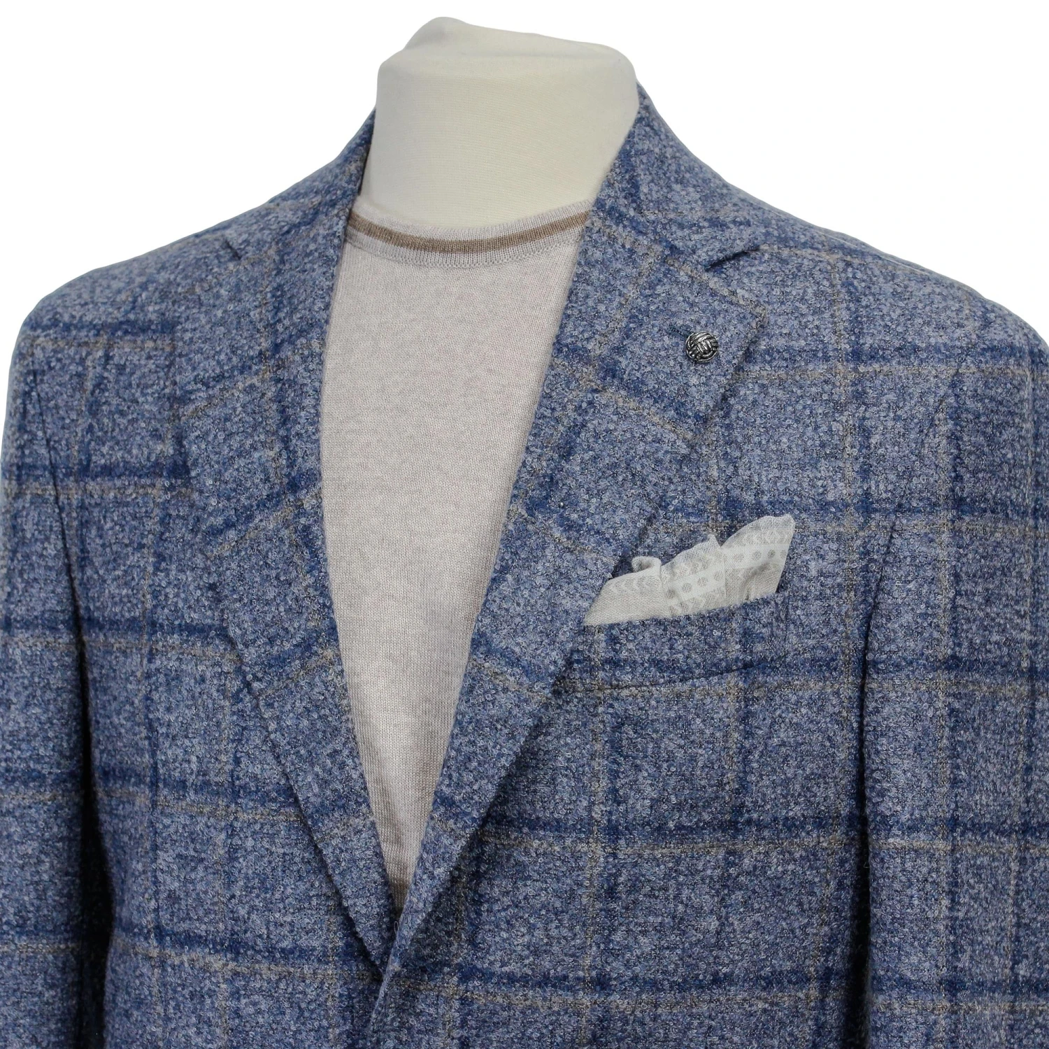 Light Blue Windowpane McAllen Contemporary Fit Alpaca-Wool Sport Jacket - Jack Victor 4 Light Blue Windowpane McAllen Contemporary Fit Alpaca-Wool Sport Jacket - Jack Victor - Image 2