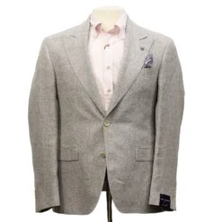 Light Gray Linen/Silk/Cotton Peak Lapel Morgan Contemporary Fit Sport Jacket - Jack Victor 1913 12 Light Gray Linen/Silk/Cotton Peak Lapel Morgan Contemporary Fit Sport Jacket - Jack Victor 1913 -ETON Store JVC11025 MORGAN