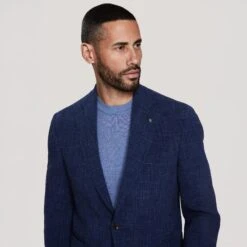 Mid Blue Wool/Silk/Linen Seersucker Myles Contemporary Sport Jacket - Jack Victor 1913 7 Mid Blue Wool/Silk/Linen Seersucker Myles Contemporary Sport Jacket - Jack Victor 1913 -ETON Store JVC13000 2315