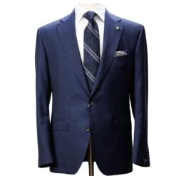 Navy Micro-Houndstooth Vitale Barberis Wool - Essence Contemporary Fit Suit - Jack Victor
