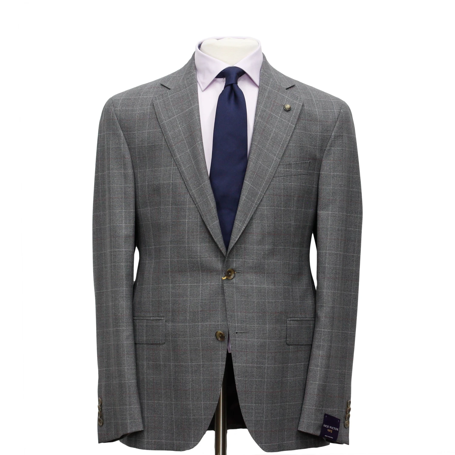 Gray Fine Prince Of Wales Check Mason Contemporary Fit Suit - Jack Victor 3 Gray Fine Prince Of Wales Check Mason Contemporary Fit Suit - Jack Victor