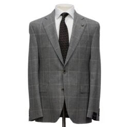Gray Prince Of Wales Check Mason Contemporary Fit DRAGO Wool Suit - Jack Victor