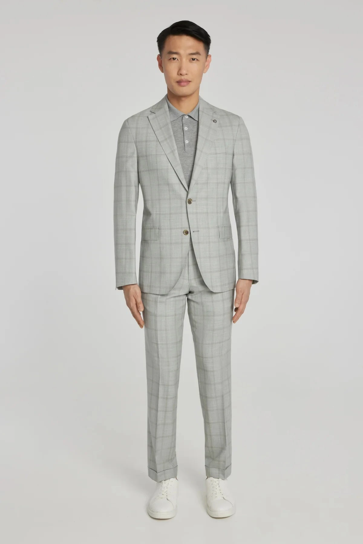 Light Grey Subtle Windowpane Check McAllen Contemporary Fit Suit - Jack Victor 4 Light Grey Subtle Windowpane Check McAllen Contemporary Fit Suit - Jack Victor - Image 2