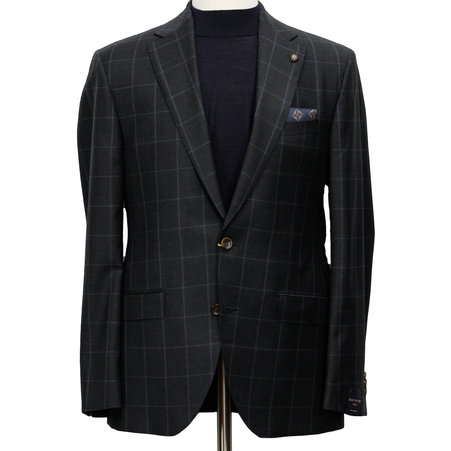 Charcoal Windowpane Check Essence Modern Fit - Jack Victor 1913 5 Charcoal Windowpane Check Essence Modern Fit - Jack Victor 1913 - Image 3