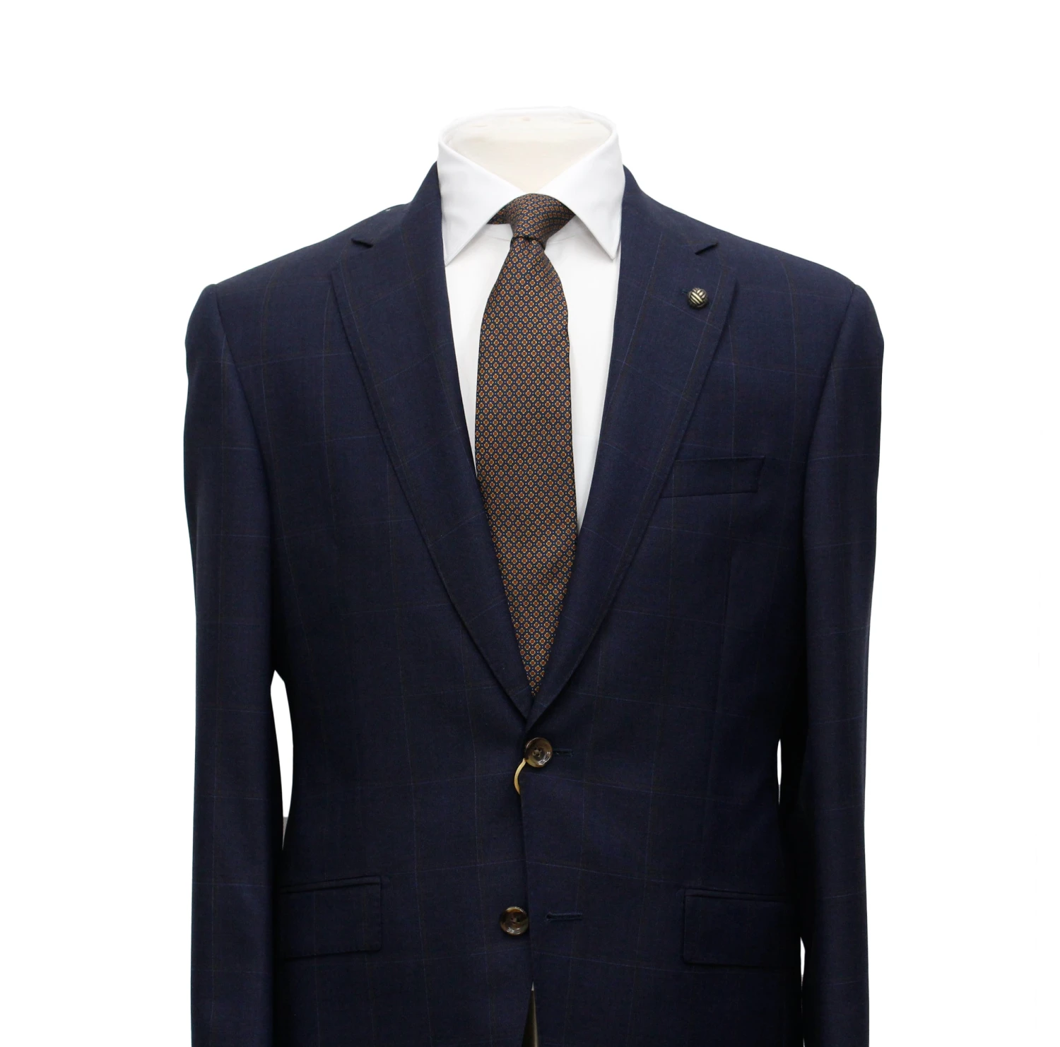 Navy Check Uptown Slim Fit Wool Suit - Jack Victor 8 Navy Check Uptown Slim Fit Wool Suit - Jack Victor - Image 6