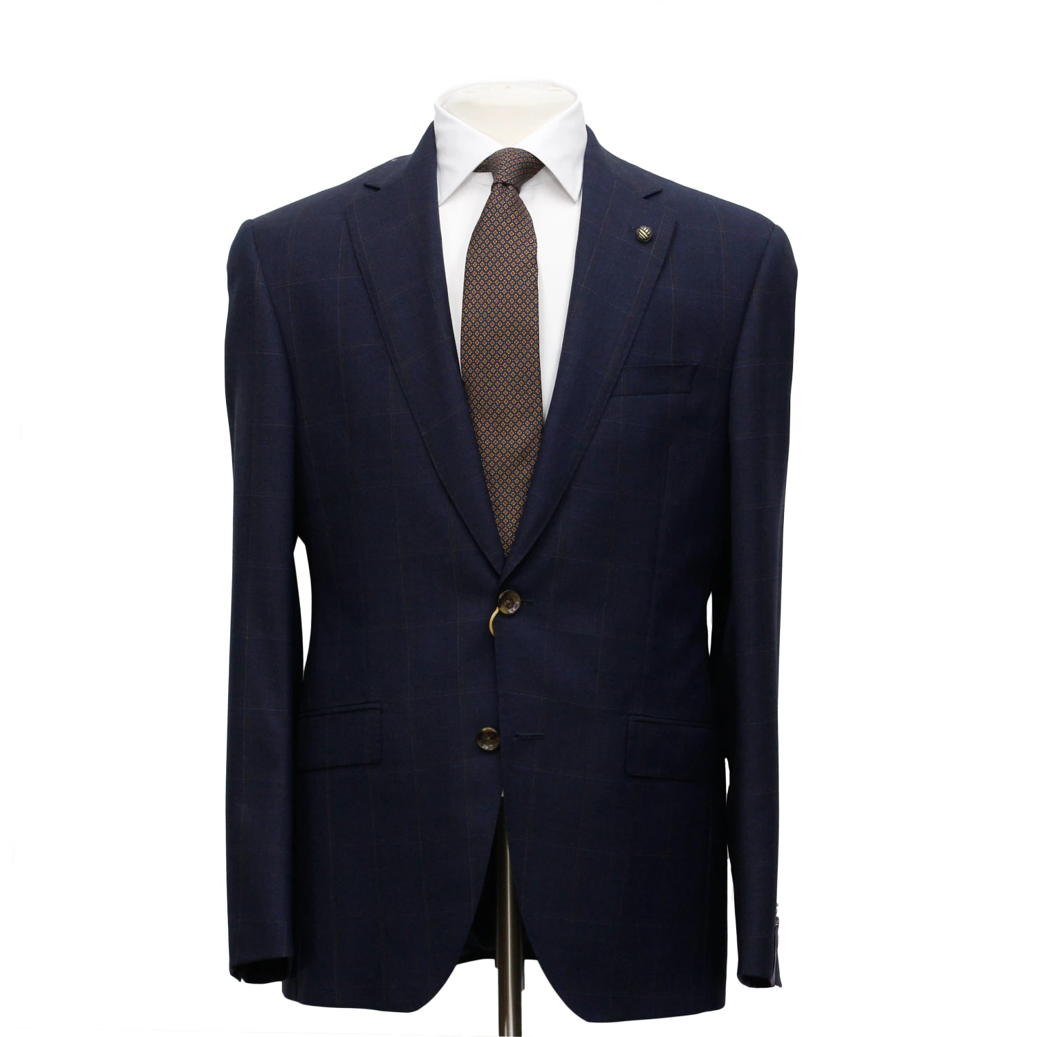 Navy Check Uptown Slim Fit Wool Suit - Jack Victor 6 Navy Check Uptown Slim Fit Wool Suit - Jack Victor - Image 4