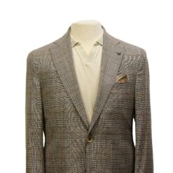 Taupe Check Loro Piana Wool/Silk/Linen Hampton Contemporary Fit Comfortwear Blazer - Jack Victor 12 Taupe Check Loro Piana Wool/Silk/Linen Hampton Contemporary Fit Comfortwear Blazer - Jack Victor -ETON Store Jack Victor C1589 HAMPTON 2