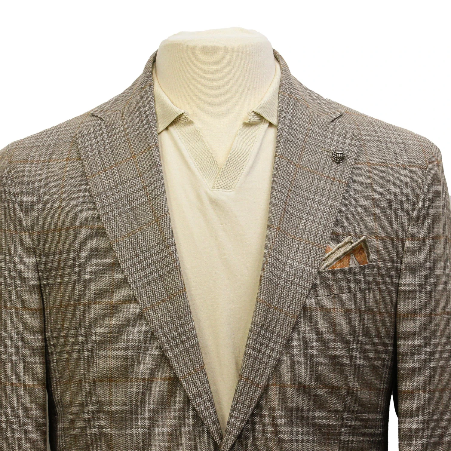 Taupe Check Loro Piana Wool/Silk/Linen Hampton Contemporary Fit Comfortwear Blazer - Jack Victor 6 Taupe Check Loro Piana Wool/Silk/Linen Hampton Contemporary Fit Comfortwear Blazer - Jack Victor - Image 4