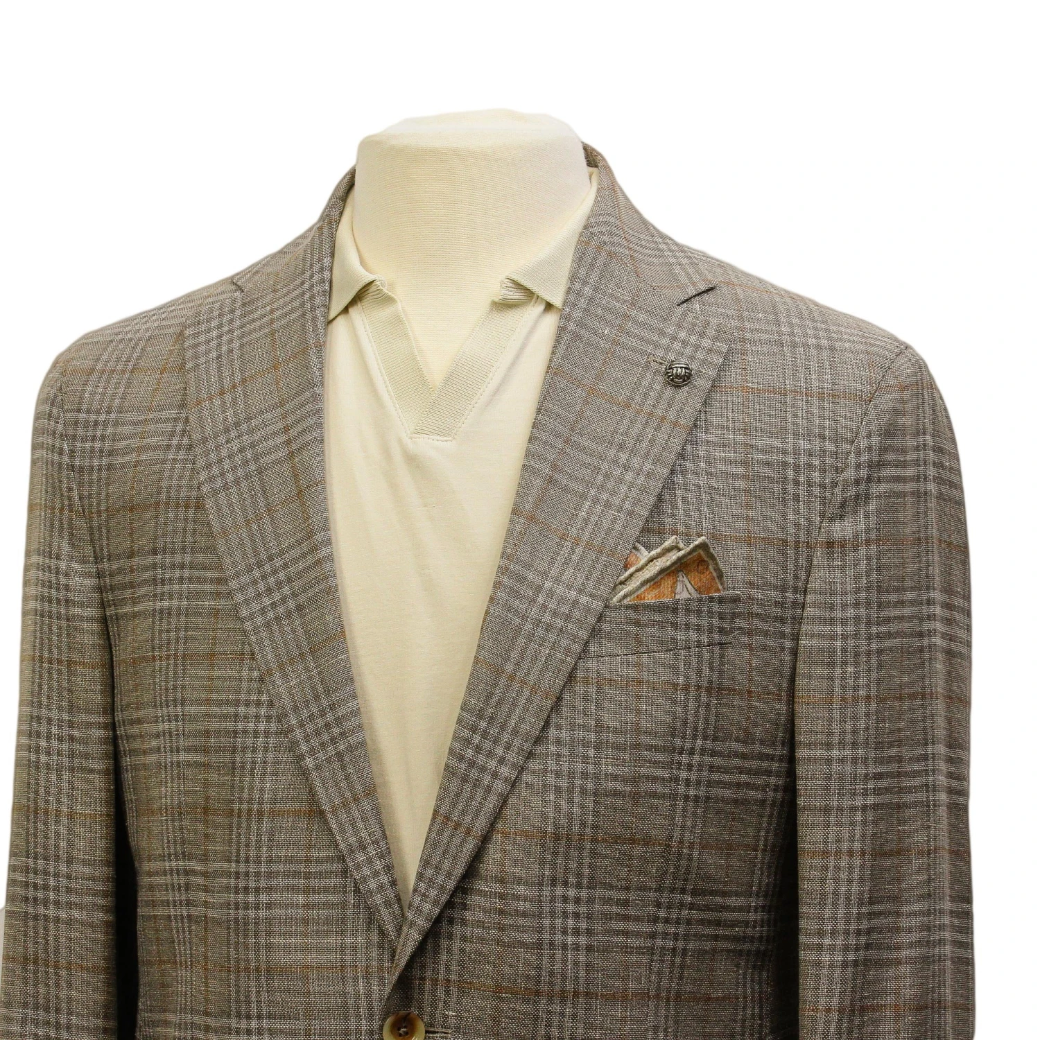 Taupe Check Loro Piana Wool/Silk/Linen Hampton Contemporary Fit Comfortwear Blazer - Jack Victor 8 Taupe Check Loro Piana Wool/Silk/Linen Hampton Contemporary Fit Comfortwear Blazer - Jack Victor - Image 6