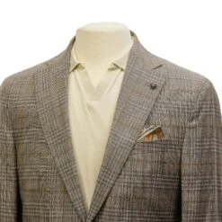 Taupe Check Loro Piana Wool/Silk/Linen Hampton Contemporary Fit Comfortwear Blazer - Jack Victor 17 Taupe Check Loro Piana Wool/Silk/Linen Hampton Contemporary Fit Comfortwear Blazer - Jack Victor -ETON Store Jack Victor C1589 HAMPTON 5