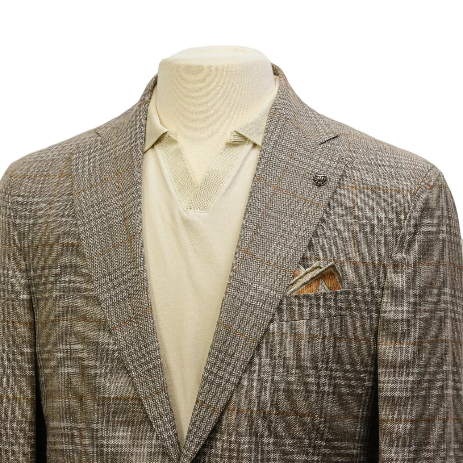 Taupe Check Loro Piana Wool/Silk/Linen Hampton Contemporary Fit Comfortwear Blazer - Jack Victor 10 Taupe Check Loro Piana Wool/Silk/Linen Hampton Contemporary Fit Comfortwear Blazer - Jack Victor - Image 8