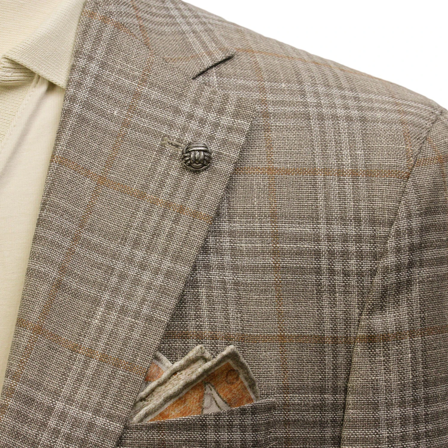 Taupe Check Loro Piana Wool/Silk/Linen Hampton Contemporary Fit Comfortwear Blazer - Jack Victor 4 Taupe Check Loro Piana Wool/Silk/Linen Hampton Contemporary Fit Comfortwear Blazer - Jack Victor - Image 2