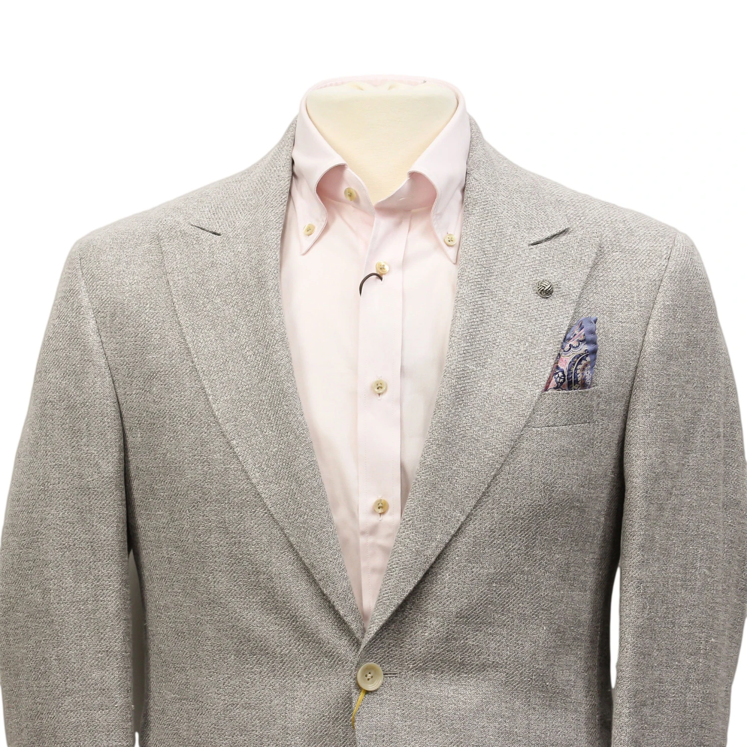 Light Gray Linen/Silk/Cotton Peak Lapel Morgan Contemporary Fit Sport Jacket - Jack Victor 1913 5 Light Gray Linen/Silk/Cotton Peak Lapel Morgan Contemporary Fit Sport Jacket - Jack Victor 1913 - Image 3