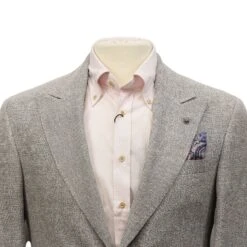 Light Gray Linen/Silk/Cotton Peak Lapel Morgan Contemporary Fit Sport Jacket - Jack Victor 1913 15 Light Gray Linen/Silk/Cotton Peak Lapel Morgan Contemporary Fit Sport Jacket - Jack Victor 1913 -ETON Store Jack Victor JVC11025 MORGAN 3