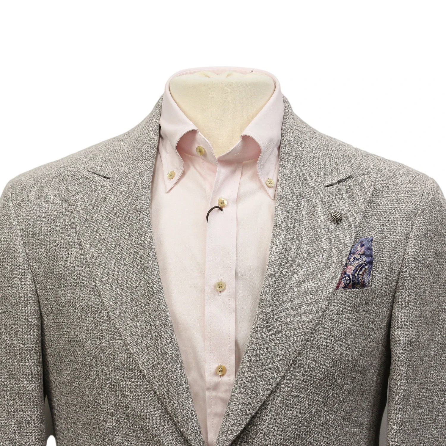 Light Gray Linen/Silk/Cotton Peak Lapel Morgan Contemporary Fit Sport Jacket - Jack Victor 1913 9 Light Gray Linen/Silk/Cotton Peak Lapel Morgan Contemporary Fit Sport Jacket - Jack Victor 1913 - Image 7