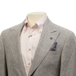 Light Gray Linen/Silk/Cotton Peak Lapel Morgan Contemporary Fit Sport Jacket - Jack Victor 1913 13 Light Gray Linen/Silk/Cotton Peak Lapel Morgan Contemporary Fit Sport Jacket - Jack Victor 1913 -ETON Store Jack Victor JVC11025 MORGAN 4