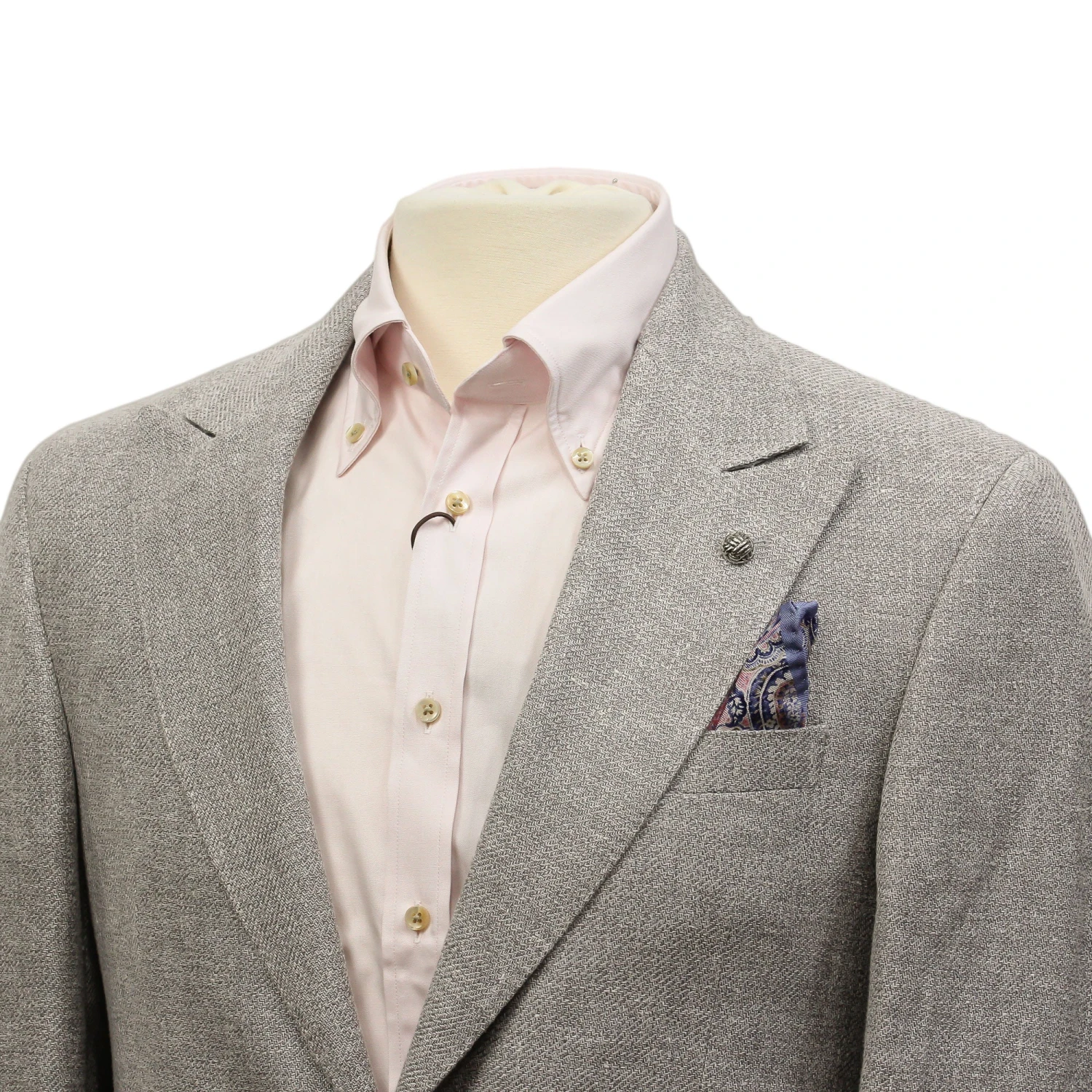 Light Gray Linen/Silk/Cotton Peak Lapel Morgan Contemporary Fit Sport Jacket - Jack Victor 1913 7 Light Gray Linen/Silk/Cotton Peak Lapel Morgan Contemporary Fit Sport Jacket - Jack Victor 1913 - Image 5