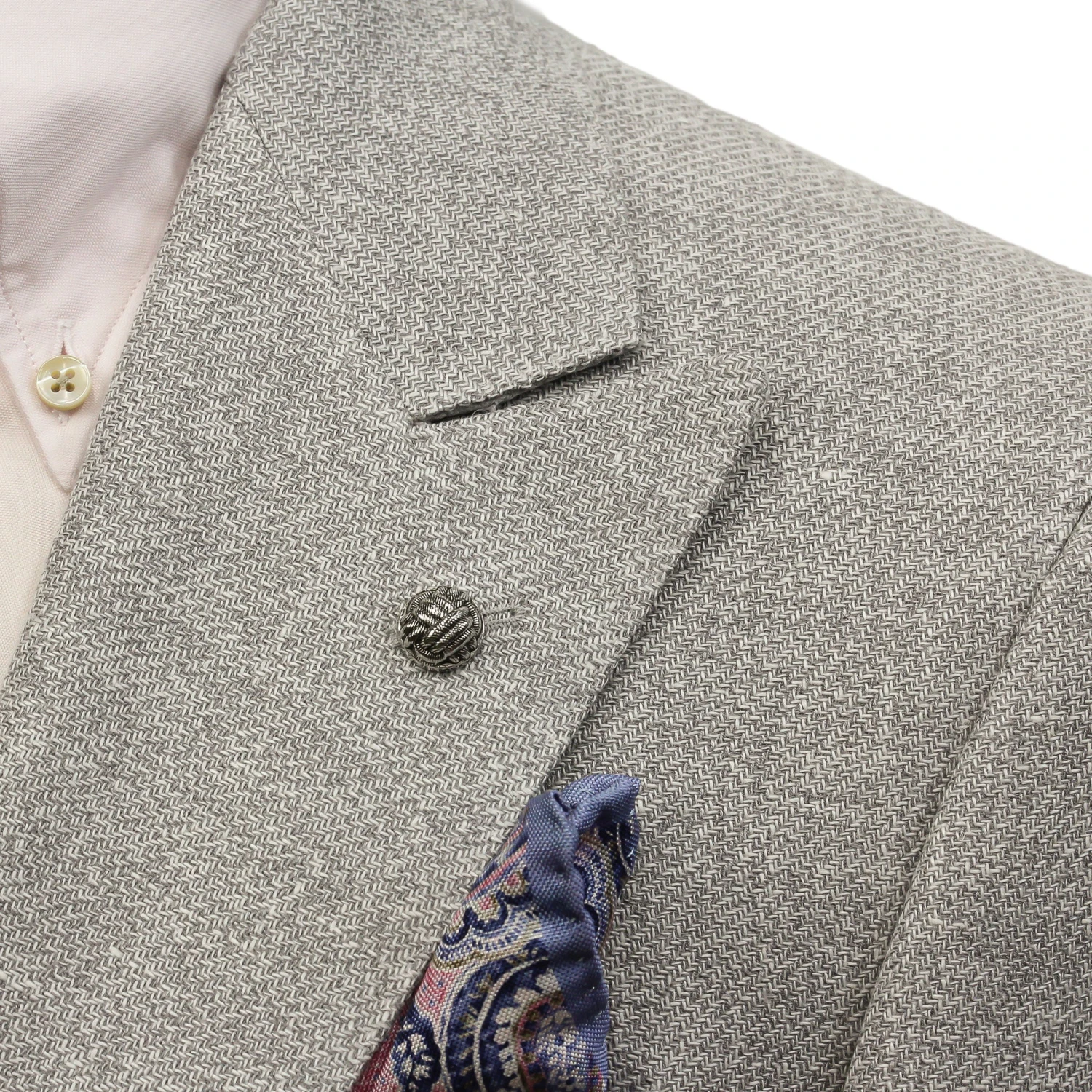 Light Gray Linen/Silk/Cotton Peak Lapel Morgan Contemporary Fit Sport Jacket - Jack Victor 1913 4 Light Gray Linen/Silk/Cotton Peak Lapel Morgan Contemporary Fit Sport Jacket - Jack Victor 1913 - Image 2