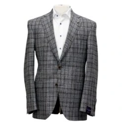 Gray With Brown Prince Of Wales Check Century Classic Fit Sport Coat - Jack Victor