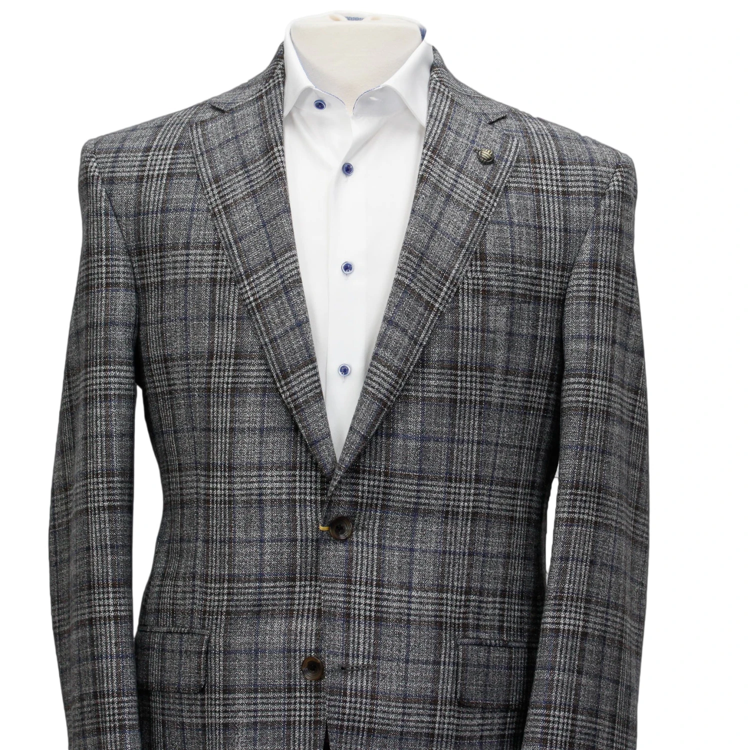 Gray With Brown Prince Of Wales Check Century Classic Fit Sport Coat - Jack Victor 4 Gray With Brown Prince Of Wales Check Century Classic Fit Sport Coat - Jack Victor - Image 2