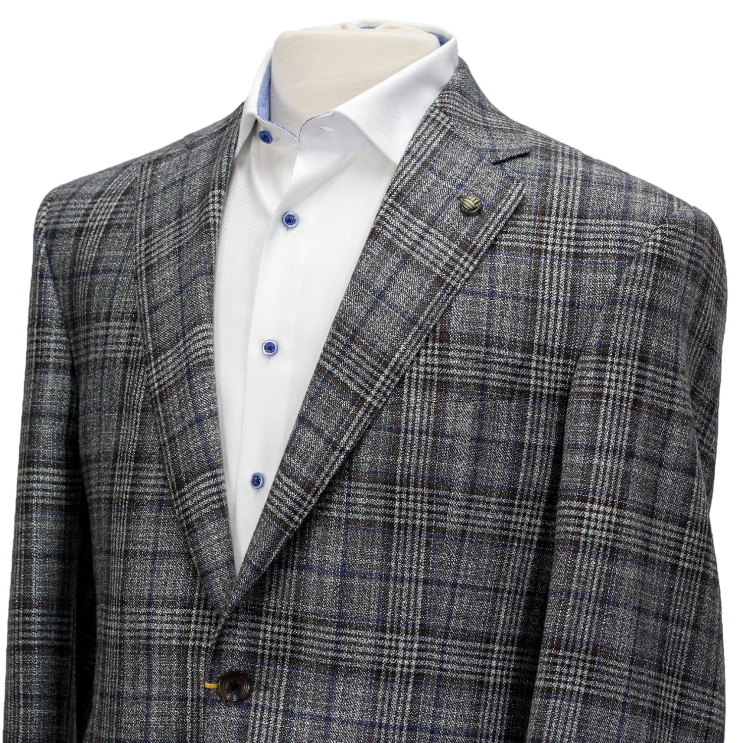 Gray With Brown Prince Of Wales Check Century Classic Fit Sport Coat - Jack Victor 6 Gray With Brown Prince Of Wales Check Century Classic Fit Sport Coat - Jack Victor - Image 4