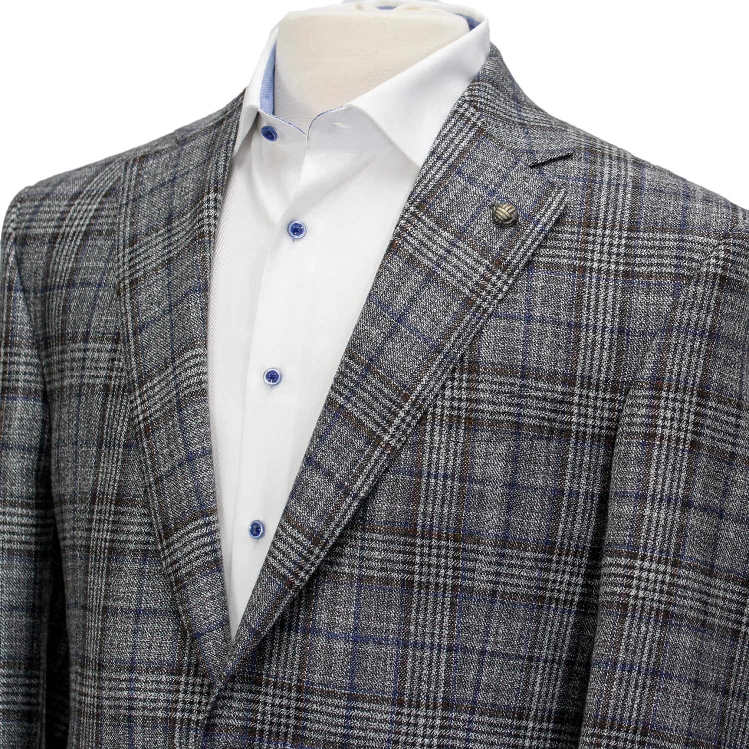 Gray With Brown Prince Of Wales Check Century Classic Fit Sport Coat - Jack Victor 7 Gray With Brown Prince Of Wales Check Century Classic Fit Sport Coat - Jack Victor - Image 5