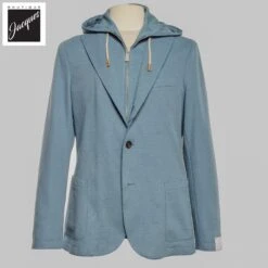 Laser Cut Denim Blue Cotton Hybrid Sport Jacket - ELEVENTY