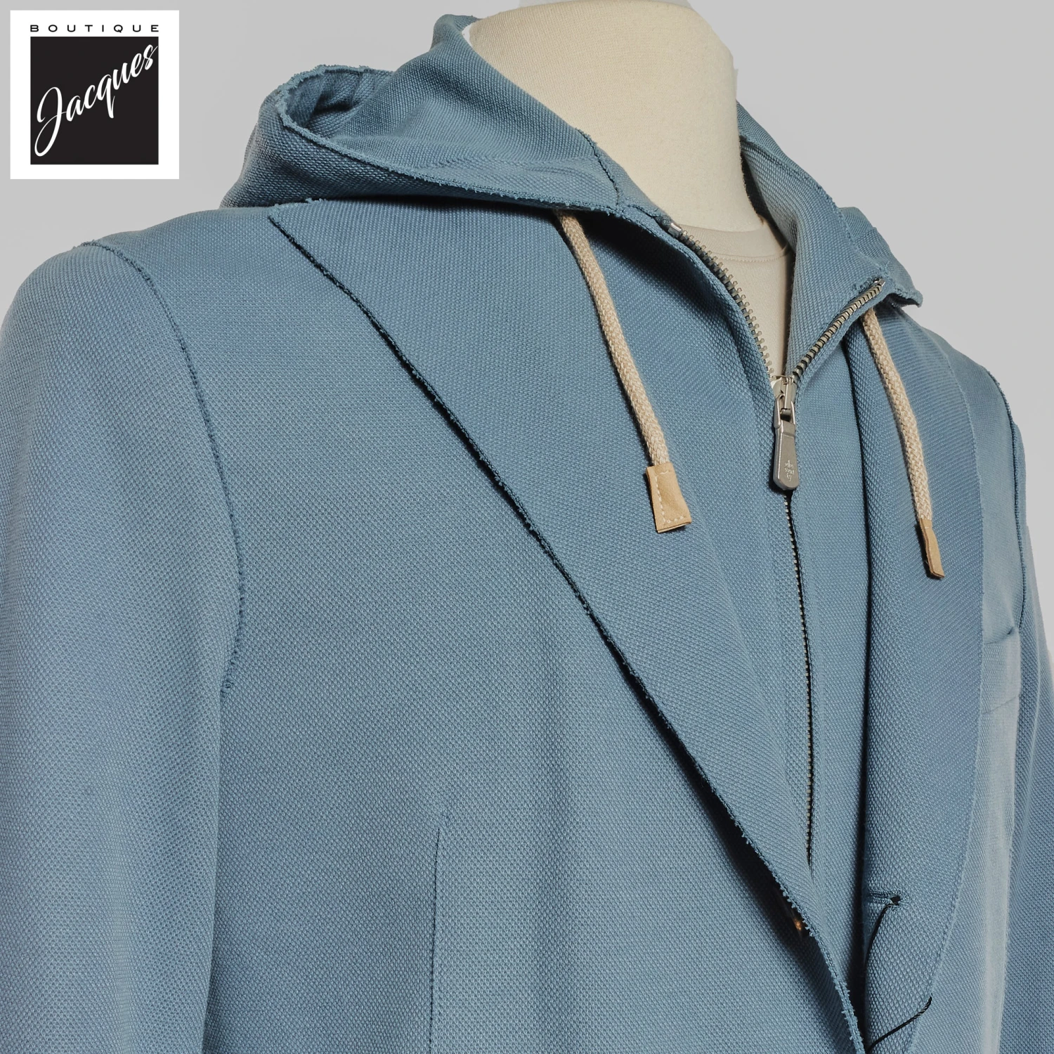 Laser Cut Denim Blue Cotton Hybrid Sport Jacket - ELEVENTY 4 Laser Cut Denim Blue Cotton Hybrid Sport Jacket - ELEVENTY - Image 2