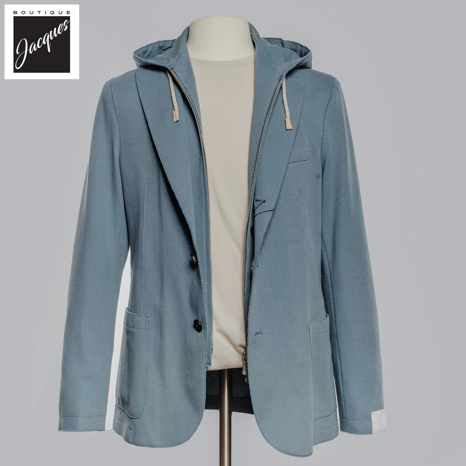 Laser Cut Denim Blue Cotton Hybrid Sport Jacket - ELEVENTY 9 Laser Cut Denim Blue Cotton Hybrid Sport Jacket - ELEVENTY - Image 7