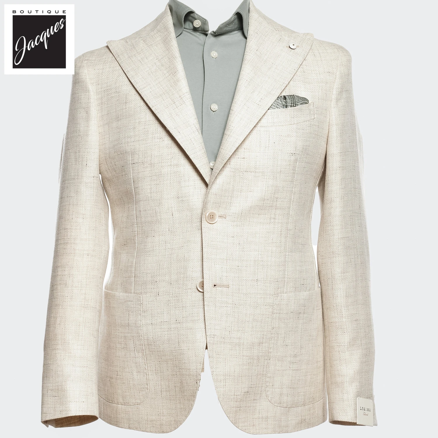 Oatmeal Linen Contemporary Fit Sport Jacket - L.B.M 1911 3 Oatmeal Linen Contemporary Fit Sport Jacket - L.B.M 1911