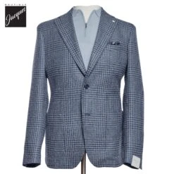 Blue Houndstooth/Check Wool-Silk-Linen Unconstructed Sport Jacket - L.B.M 1911
