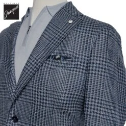 Blue Houndstooth/Check Wool-Silk-Linen Unconstructed Sport Jacket - L.B.M 1911 7 Blue Houndstooth/Check Wool-Silk-Linen Unconstructed Sport Jacket - L.B.M 1911 -ETON Store L.B.M191152121 02 2