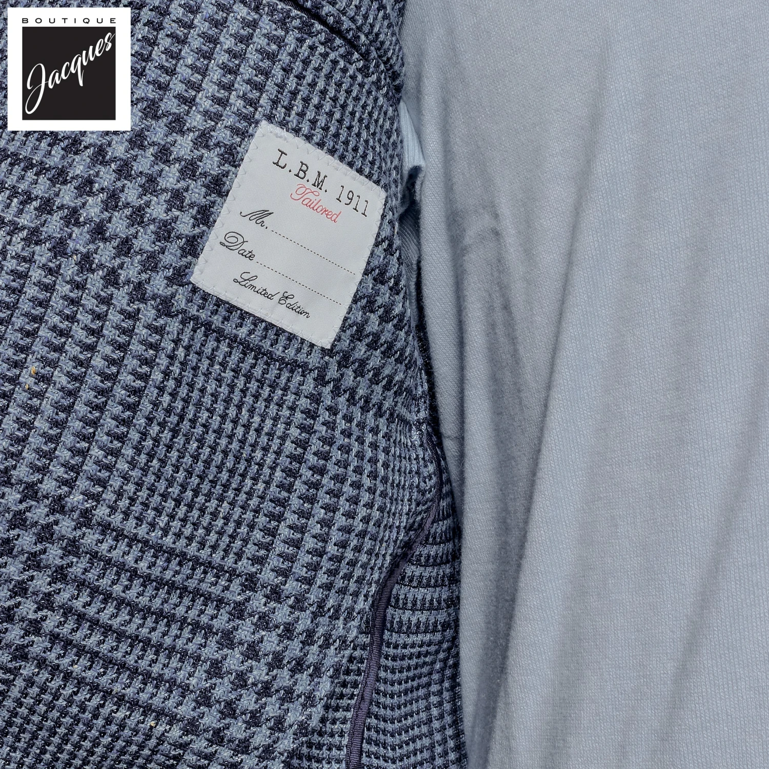 Blue Houndstooth/Check Wool-Silk-Linen Unconstructed Sport Jacket - L.B.M 1911 6 Blue Houndstooth/Check Wool-Silk-Linen Unconstructed Sport Jacket - L.B.M 1911 - Image 4