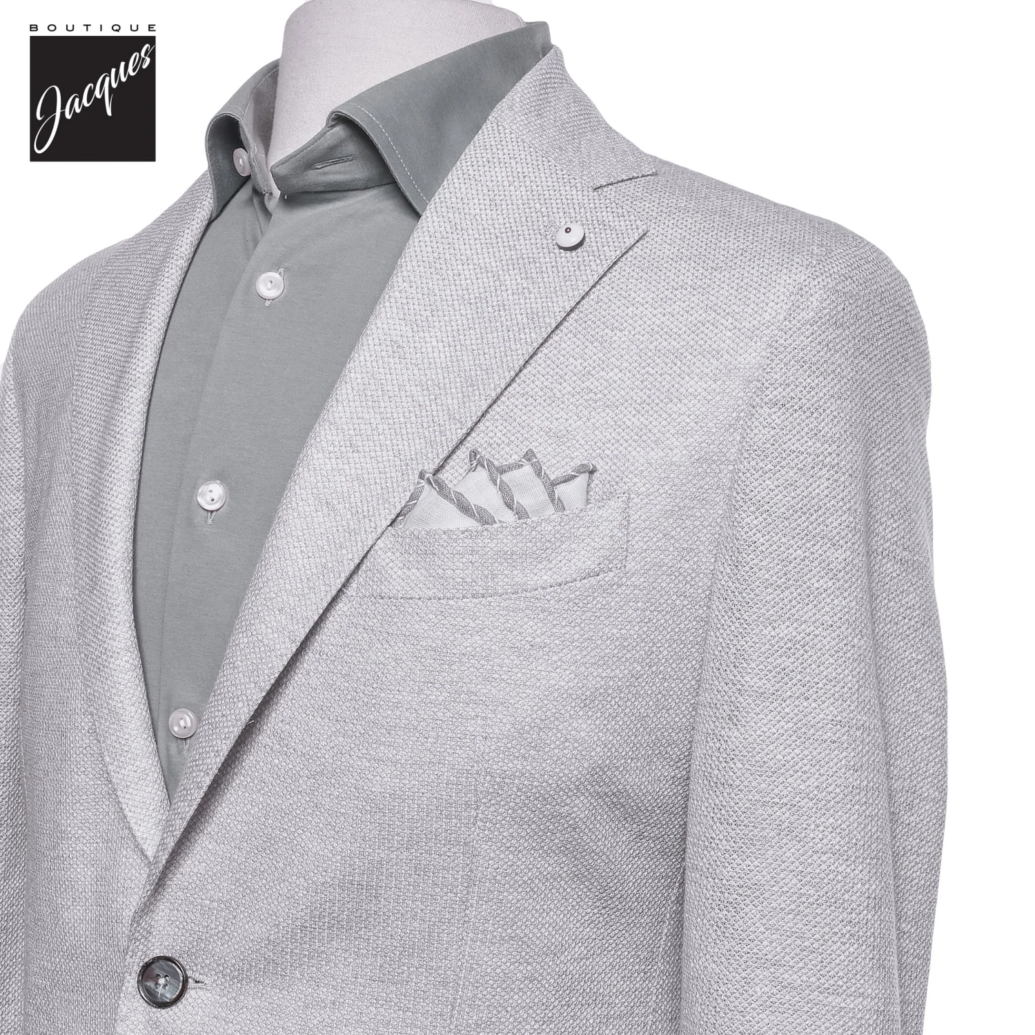 Ice Gray Linen-Cotton Jersey Unconstructed Sport Jacket - L.B.M 1911 4 Ice Gray Linen-Cotton Jersey Unconstructed Sport Jacket - L.B.M 1911 - Image 2