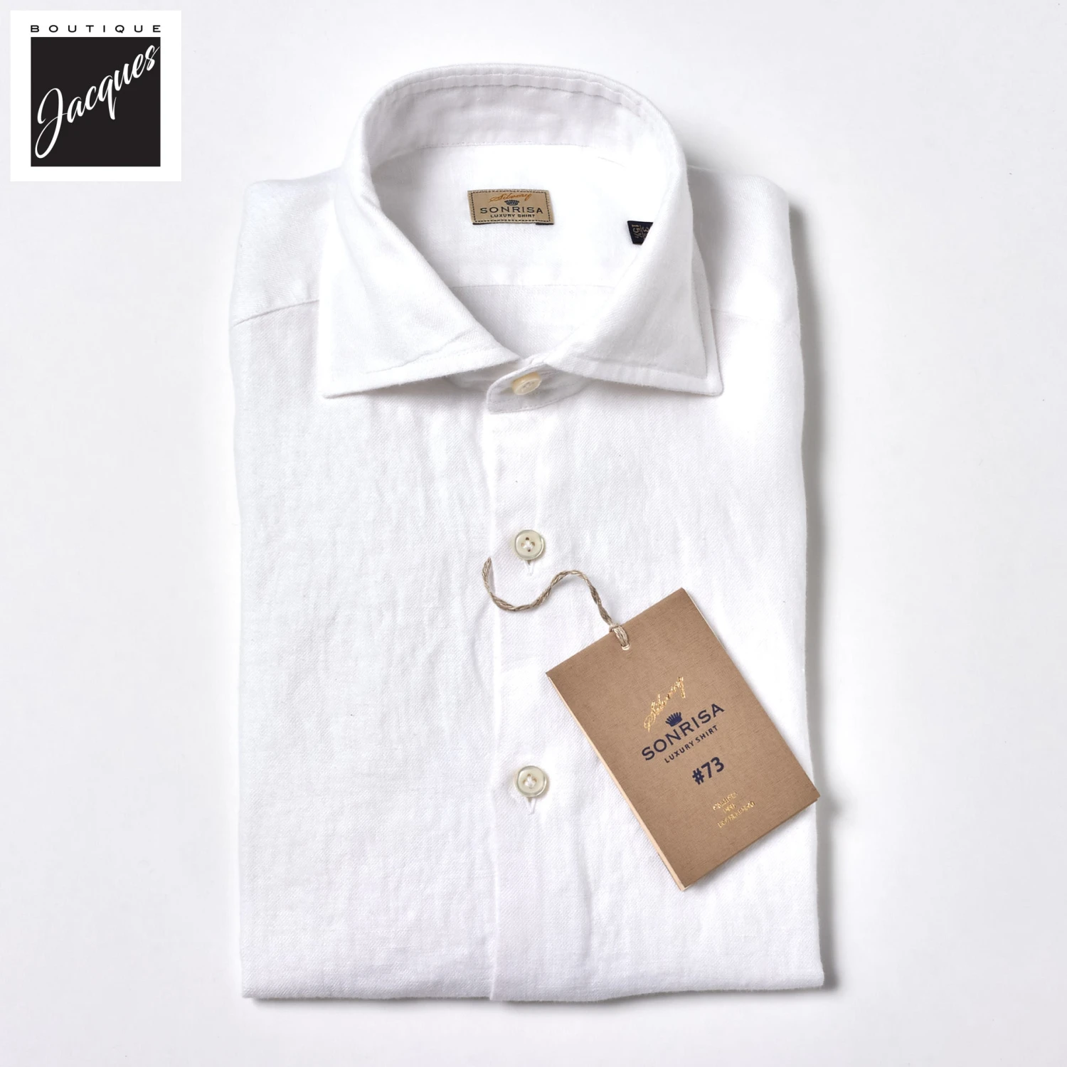 White Garment-Dyed Linen Modern Fit Casual Shirt - SONRISA 3 White Garment-Dyed Linen Modern Fit Casual Shirt - SONRISA