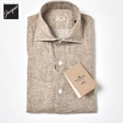 Coffee Brown Garment-Dyed Linen Modern Fit Casual Shirt - SONRISA