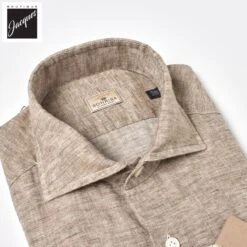 Coffee Brown Garment-Dyed Linen Modern Fit Casual Shirt - SONRISA 7 Coffee Brown Garment-Dyed Linen Modern Fit Casual Shirt - SONRISA -ETON Store L17 H1102 12 2