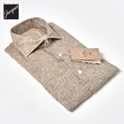 Coffee Brown Garment-Dyed Linen Modern Fit Casual Shirt - SONRISA 9 Coffee Brown Garment-Dyed Linen Modern Fit Casual Shirt - SONRISA -ETON Store L17 H1102 12 4