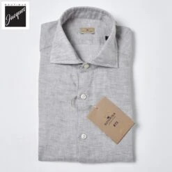 Light Gray Garment-Dyed Linen Modern Fit Casual Shirt - SONRISA