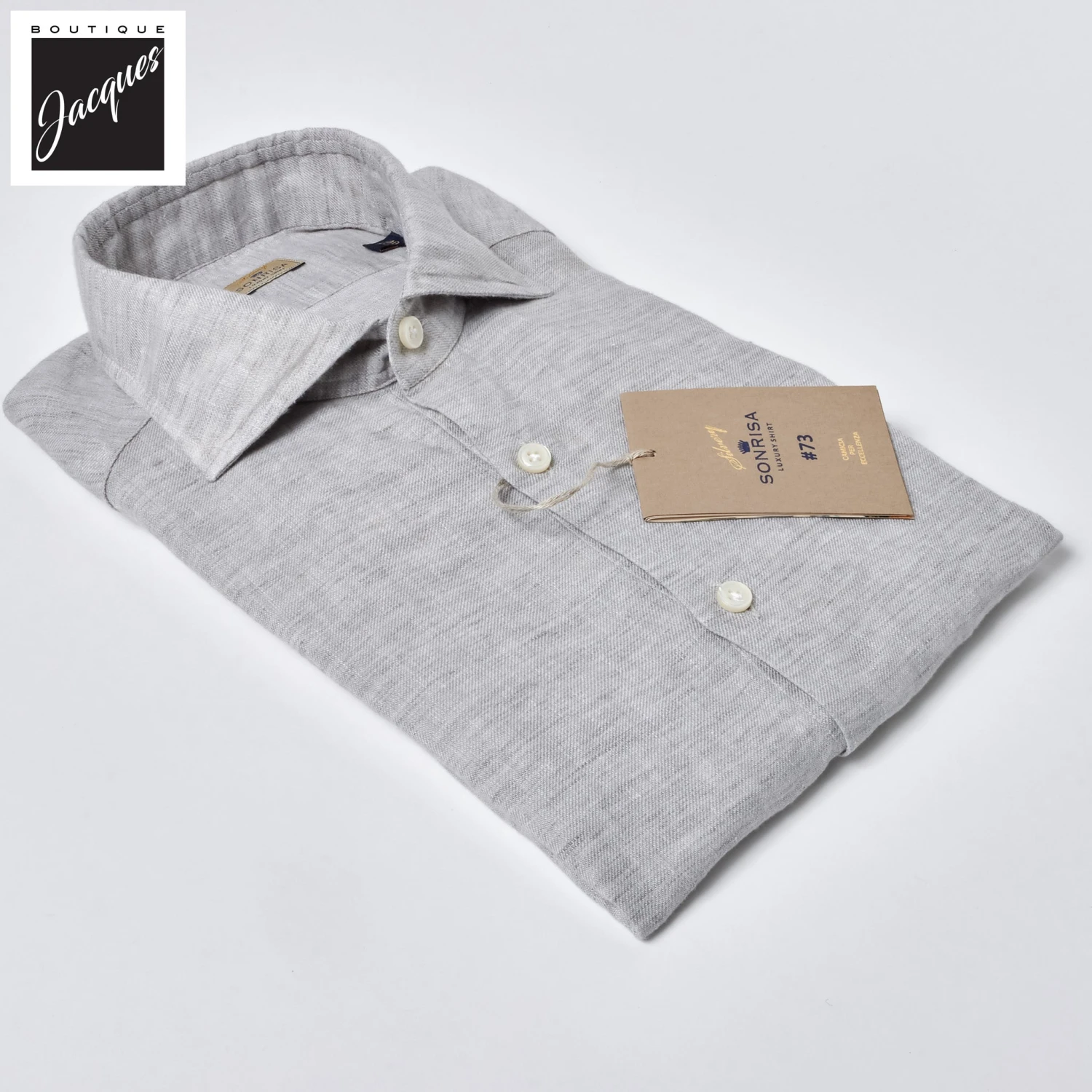 Light Gray Garment-Dyed Linen Modern Fit Casual Shirt - SONRISA 4 Light Gray Garment-Dyed Linen Modern Fit Casual Shirt - SONRISA - Image 2