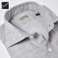 Light Gray Garment-Dyed Linen Modern Fit Casual Shirt - SONRISA 8 Light Gray Garment-Dyed Linen Modern Fit Casual Shirt - SONRISA -ETON Store L17 M256 02 8