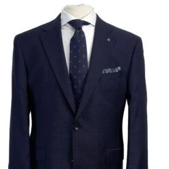 Navy Neat Check Esprit Modern Fit Loro Piana Wool Suit - Jack Victor 12 Navy Neat Check Esprit Modern Fit Loro Piana Wool Suit - Jack Victor -ETON Store L3529 ESPRIT 2
