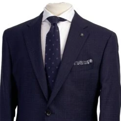 Navy Neat Check Esprit Modern Fit Loro Piana Wool Suit - Jack Victor 10 Navy Neat Check Esprit Modern Fit Loro Piana Wool Suit - Jack Victor -ETON Store L3529 ESPRIT 4