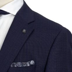 Navy Neat Check Esprit Modern Fit Loro Piana Wool Suit - Jack Victor 14 Navy Neat Check Esprit Modern Fit Loro Piana Wool Suit - Jack Victor -ETON Store L3529 ESPRIT 5