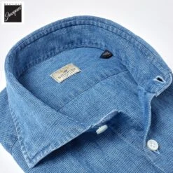 Light Blue Denim Linen-Cotton Modern Fit Casual Shirt - SONRISA 7 Light Blue Denim Linen-Cotton Modern Fit Casual Shirt - SONRISA -ETON Store L7 HW1142 01 3