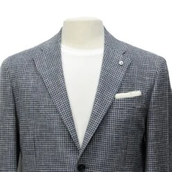 Blue Houndstooth Wool/Cotton/Linen Unconstructed Contemporary Sport Coat - L.B.M. 1911 -ETON Store LBM 1911 42336 05 2