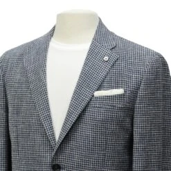 Blue Houndstooth Wool/Cotton/Linen Unconstructed Contemporary Sport Coat - L.B.M. 1911 -ETON Store LBM 1911 42336 05 3