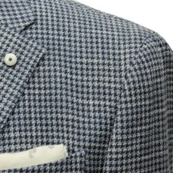 Blue Houndstooth Wool/Cotton/Linen Unconstructed Contemporary Sport Coat - L.B.M. 1911 -ETON Store LBM 1911 42336 05 4